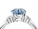 White gold Fancy Blue Round  Cut Three-Stone Channel Set Ring with Bar Prongs_62