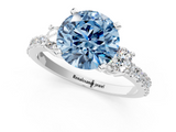 White gold Fancy Blue Round  Cut Three-Stone Diamond Pavé Band with Prong Setting_18