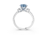 White gold Fancy Blue Round  Cut Three-Stone Diamond Pavé Band with Prong Setting_20