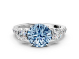 White gold Fancy Blue Round  Cut Three-Stone Diamond Pave Band with Prong Setting_37