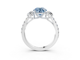 White gold Fancy Blue Round  Cut Three-Stone Diamond Pave Band with Prong Setting_40