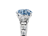 White gold Fancy Blue Round  Cut Three-Stone Diamond Pave Band with Prong Setting_42