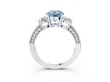 White gold Fancy Blue Round Cut Three-Stone Diamond Ring with Pavé Band and Four-Prong Setting_27