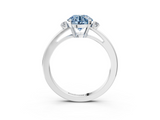 White gold Fancy Blue Round  Cut Three-Stone Solitaire Ring with Round Accent Diamonds and Four-Prong Setting_23