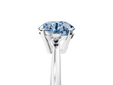 White gold Fancy Blue Round  Cut Three-Stone Solitaire Ring with Round Accent Diamonds and Four-Prong Setting_25