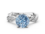 White gold Fancy Blue Round  Cut Twisted Pavé Band Solitaire Ring with Four-Prong Setting_72