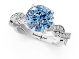 White gold Fancy Blue Round  Cut Twisted Pavé Band Solitaire Ring with Four-Prong Setting_73