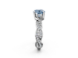 White gold Fancy Blue Round  Cut Twisted Pavé Band Solitaire Ring with Four-Prong Setting_74