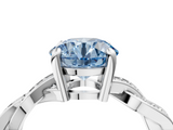 White gold Fancy Blue Round  Cut Twisted Pavé Band Solitaire Ring with Four-Prong Setting_76