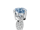 White gold Fancy Blue Round  Cut Twisted Pavé Band Solitaire Ring with Four-Prong Setting_77