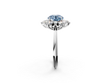 White gold Fancy Blue Round  Diamond Cluster Halo Ring with Solitaire Band and Four-Prong Setting_22