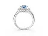White gold Fancy Blue Round  Diamond Cluster Halo Ring with Solitaire Band and Four-Prong Setting_23