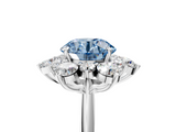 White gold Fancy Blue Round  Diamond Cluster Halo Ring with Solitaire Band and Four-Prong Setting_25