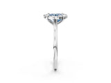 White gold Fancy Blue Round  Diamond Cluster Halo Solitaire with Four-Prong Setting_107