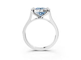 White gold Fancy Blue Round  Diamond Cluster Halo Solitaire with Four-Prong Setting_109