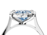 White gold Fancy Blue Round  Diamond Cluster Halo Solitaire with Four-Prong Setting_110