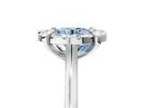 White gold Fancy Blue Round  Diamond Cluster Halo Solitaire with Four-Prong Setting_111