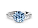 White gold Fancy Blue Round  Diamond Cluster Prong-Set Solitaire Ring_37