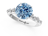 White gold Fancy Blue Round  Diamond Cluster Prong-Set Solitaire Ring_38