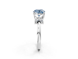 White gold Fancy Blue Round  Diamond Floral Cluster Ring with Solitaire Band and Prong Setting_49