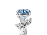 White gold Fancy Blue Round  Diamond Floral Vine Solitaire Engagement Ring_8