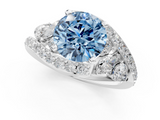 White gold Fancy Blue Round  Diamond Halo Ring with Marquise and Pavé Band in Prong Setting_67