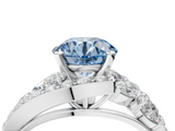 White gold Fancy Blue Round  Diamond Halo Ring with Marquise and Pavé Band in Prong Setting_70