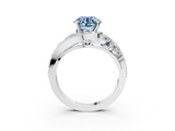 White gold Fancy Blue Round  Diamond Halo Ring with Marquise and Pavé Band in Prong Setting_70