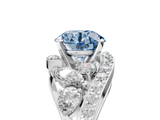 White gold Fancy Blue Round  Diamond Halo Ring with Marquise and Pavé Band in Prong Setting_72