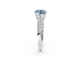White gold Fancy Blue Round  Diamond Pavé Band Solitaire Ring with Four-Prong Setting_50