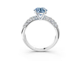 White gold Fancy Blue Round  Diamond Pavé Band Solitaire Ring with Four-Prong Setting_52