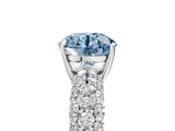 White gold Fancy Blue Round  Diamond Pavé Band Solitaire Ring with Four-Prong Setting_53