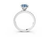 White gold Fancy Blue Round  Diamond Pavé Band Solitaire with Four-Prong Setting_210