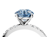 White gold Fancy Blue Round  Diamond Pavé Band Solitaire with Four-Prong Setting_211