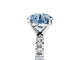 White gold Fancy Blue Round  Diamond Pavé Band Solitaire with Four-Prong Setting_212