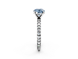 White gold Fancy Blue Round  Diamond Pavé Band Solitaire with Four-Prong Setting_215