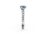 White gold Fancy Blue Round  Diamond Pavé Band Solitaire with Four-Prong Setting_5