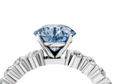 White gold Fancy Blue Round  Diamond Pavé Band Solitaire with Four-Prong Setting_7