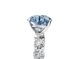 White gold Fancy Blue Round  Diamond Pavé Band Solitaire with Four-Prong Setting_8