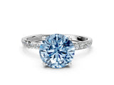White gold Fancy Blue Round  Diamond Pavé Band with Six-Prong Setting_27