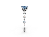 White gold Fancy Blue Round  Diamond Prong Set Engagement Ring with Pave Band_204