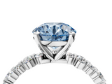 White gold Fancy Blue Round  Diamond Prong Set Engagement Ring with Pave Band_206