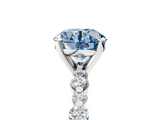 White gold Fancy Blue Round  Diamond Prong Set Engagement Ring with Pave Band_207