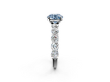 White gold Fancy Blue Round  Diamond Prong Setting with Side Stones on a Pave Band_101