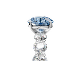 White gold Fancy Blue Round  Diamond Prong Setting with Side Stones on a Pave Band_104