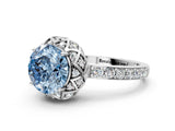 White gold Fancy Blue Round  Diamond Solitaire Ring with Shared Prong Pavé Band_13