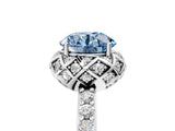 White gold Fancy Blue Round  Diamond Solitaire Ring with Shared Prong Pavé Band_207