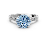 White gold Fancy Blue Round  Diamond Solitaire with Pave Band and Six-Prong Setting_20