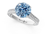 White gold Fancy Blue Round  Diamond Solitaire with Pave Band and Six-Prong Setting_21