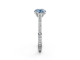 White gold Fancy Blue Round  Diamond Solitaire with Pave Band and Six-Prong Setting_22